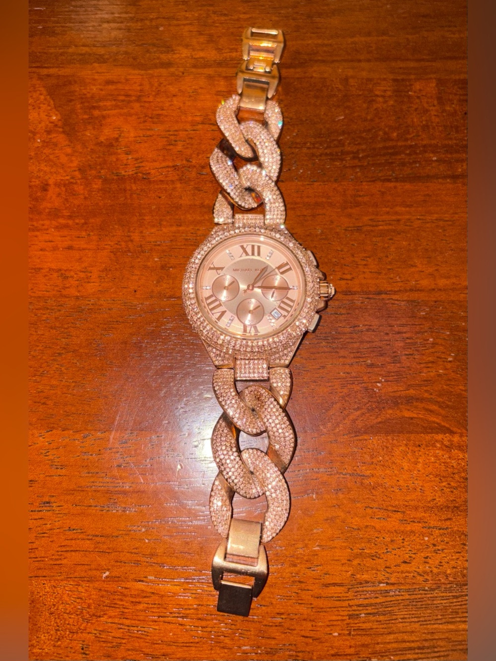 Michael Kors Women's Chronograph Swarovski Camille Rose Gold Watch MK3196 44mm